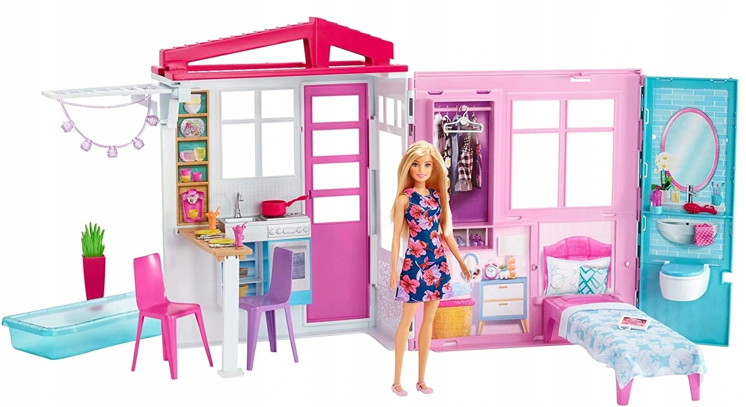

Barbie Domek Dla Lalek +lalka Basen Kuchnia FXG55