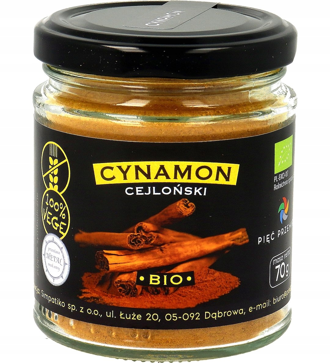 12x Cynamon Cejloński Bezglutenowy Bio 70 g Pięć Przemian