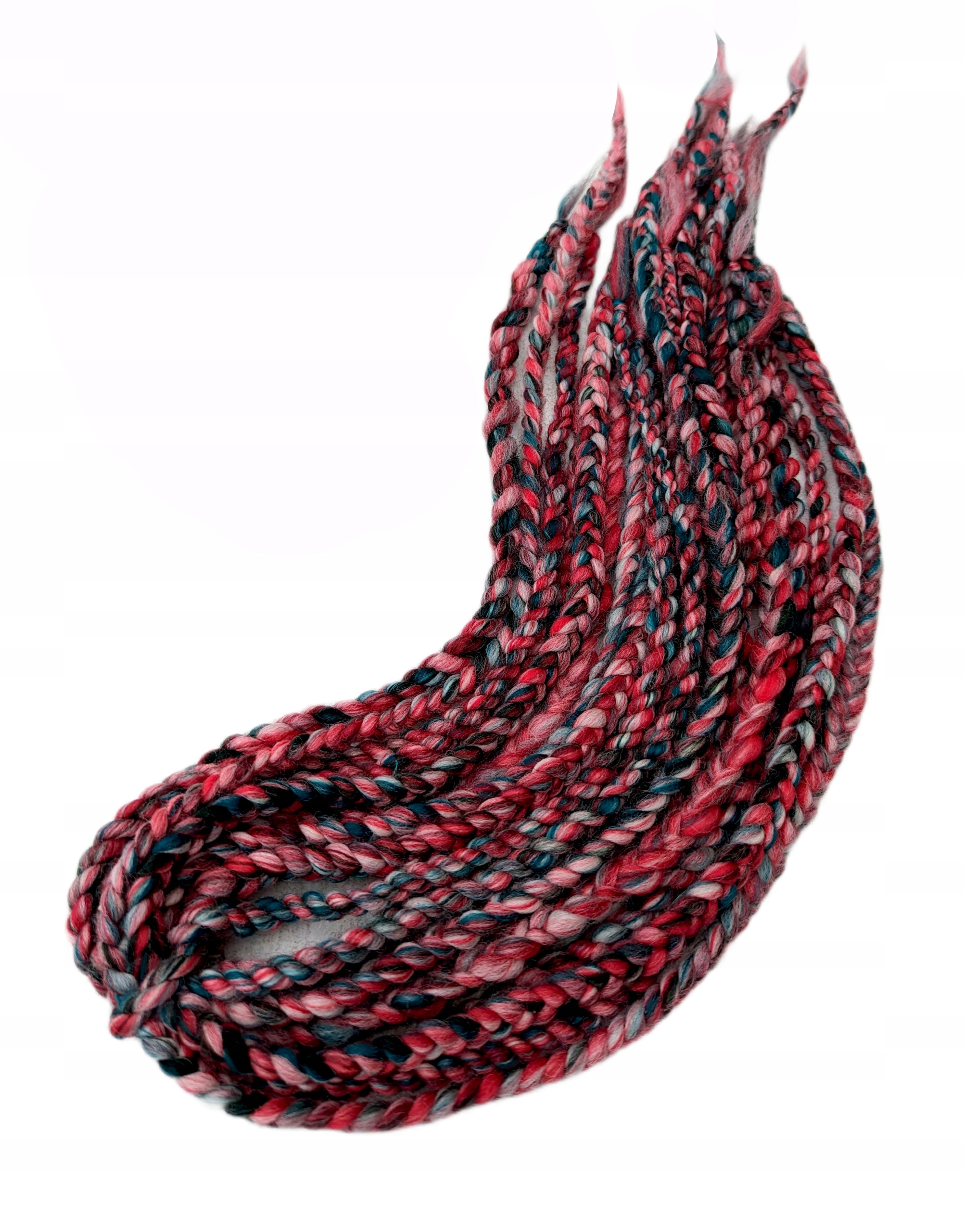 Vlněné copánky, červené bílé zelené, Jeřábové Dřevo, 10 kusů