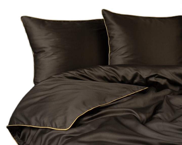 Pościel Makosatyna satynowa jednobarwna z lamówką 160x200 Brązowa Espresso