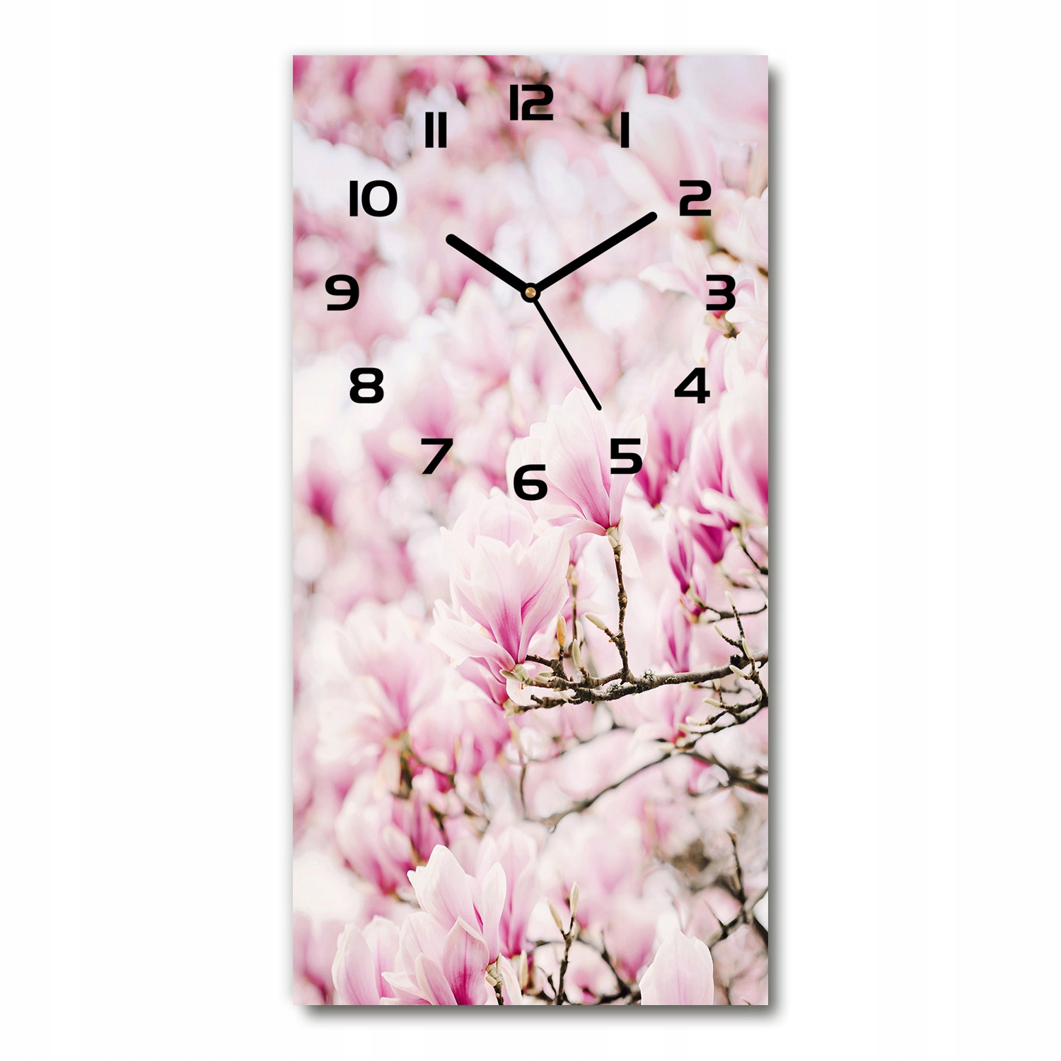 

Zegar ścienny cichy Kwiaty magnolii 30x60 pionowy