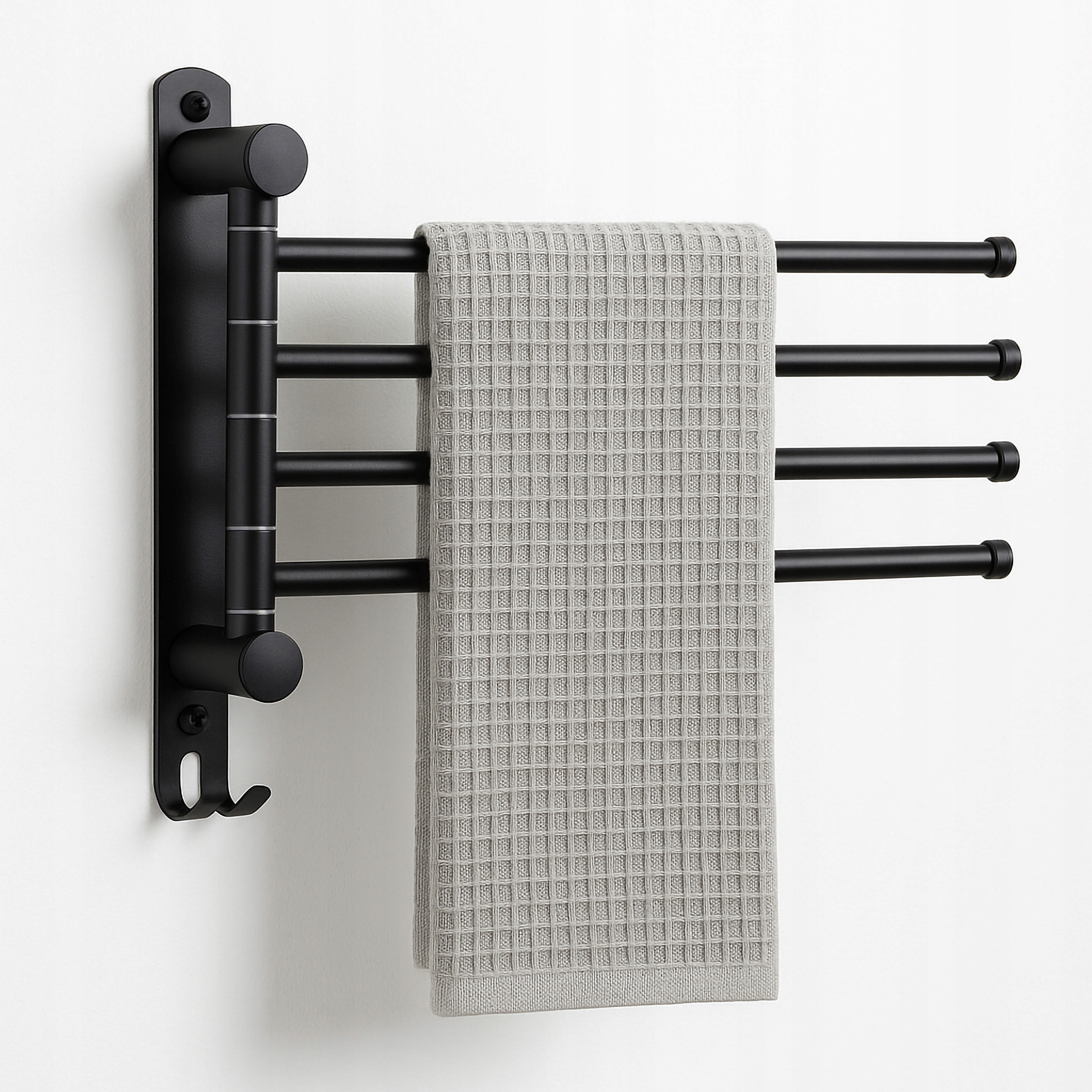 Koupelnový Věšák Na Ručníky Cetri Černý Kovový Stojan Loftový Držák