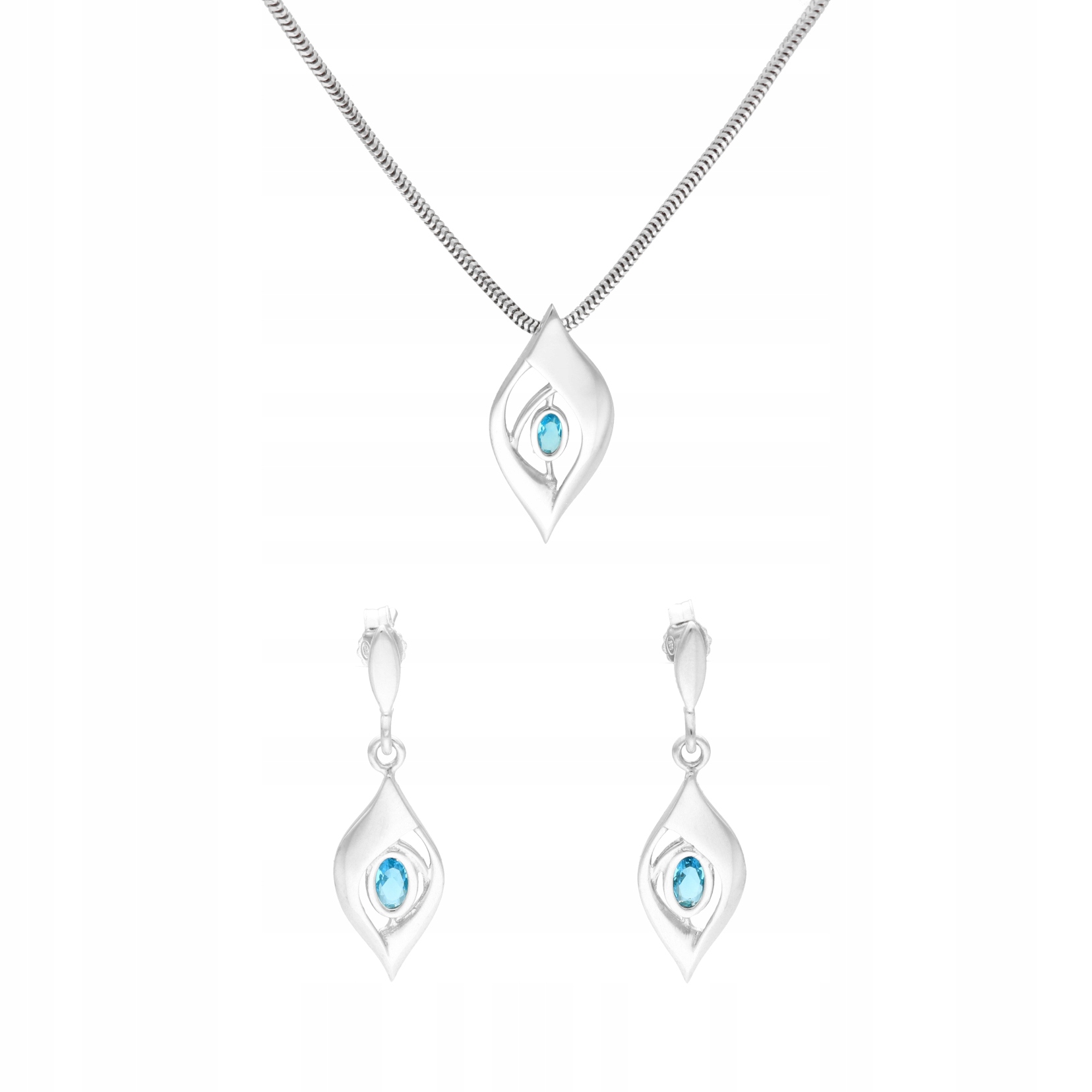 Komplet s modrým zirkonem stříbro