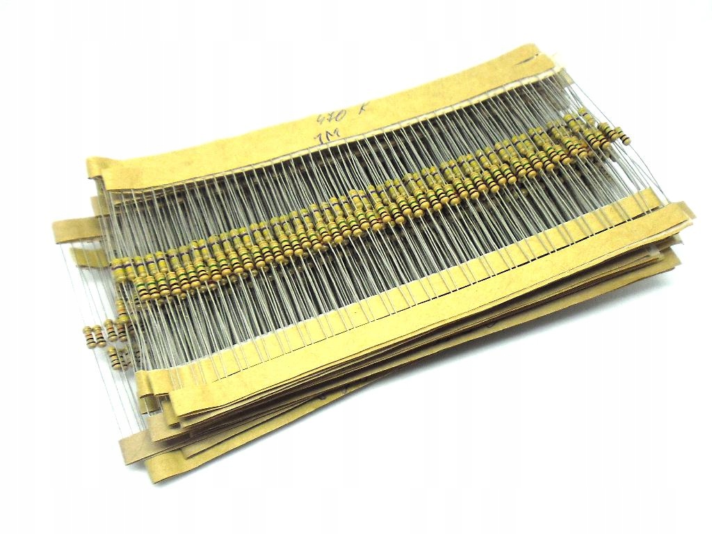 Zestaw rezystorów THT opornik 0.25w 1000szt 20x50szt + box Producent Inna