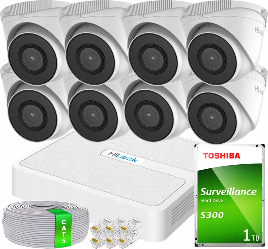 Ip monitorovací sada 8x IPCAM-T2 kamera Hilook By Hikvision 2Mpx Den/Noc