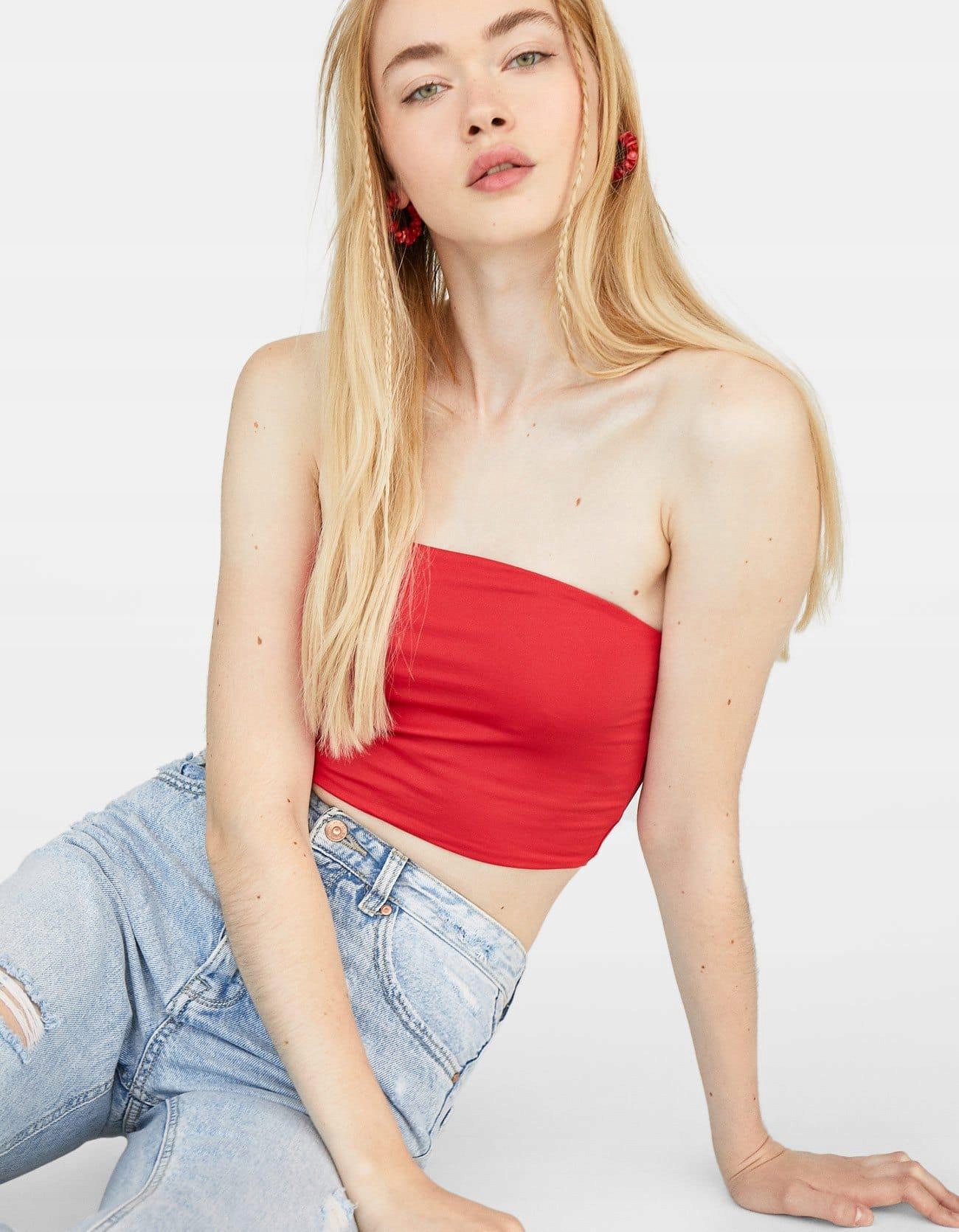 H5A004 STRADIVARIUS__MM8 CROP TOP TUBA__L Rozmiar L