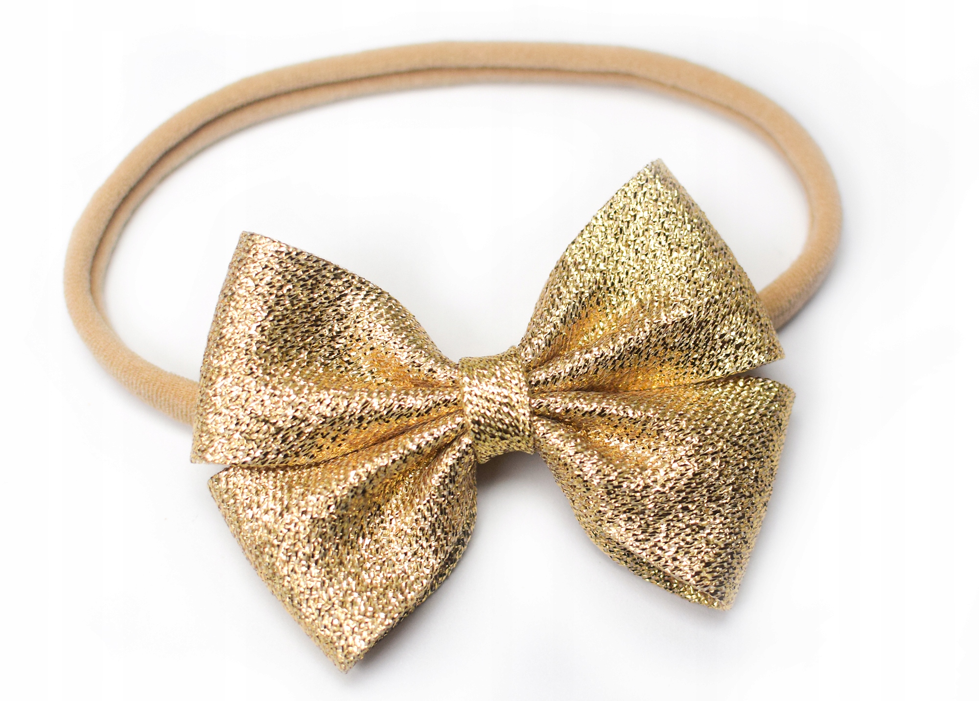 OPASKA na głowę z kokardką, złota kokardka, na sesję, roczek, na Święta