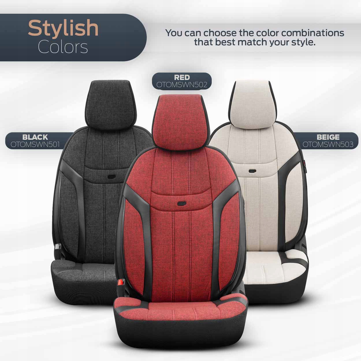 Komplet pokrowców na fotele samochodowe OTOM SWAN 501 BLACK 3-ZIP Typ pokrowiec