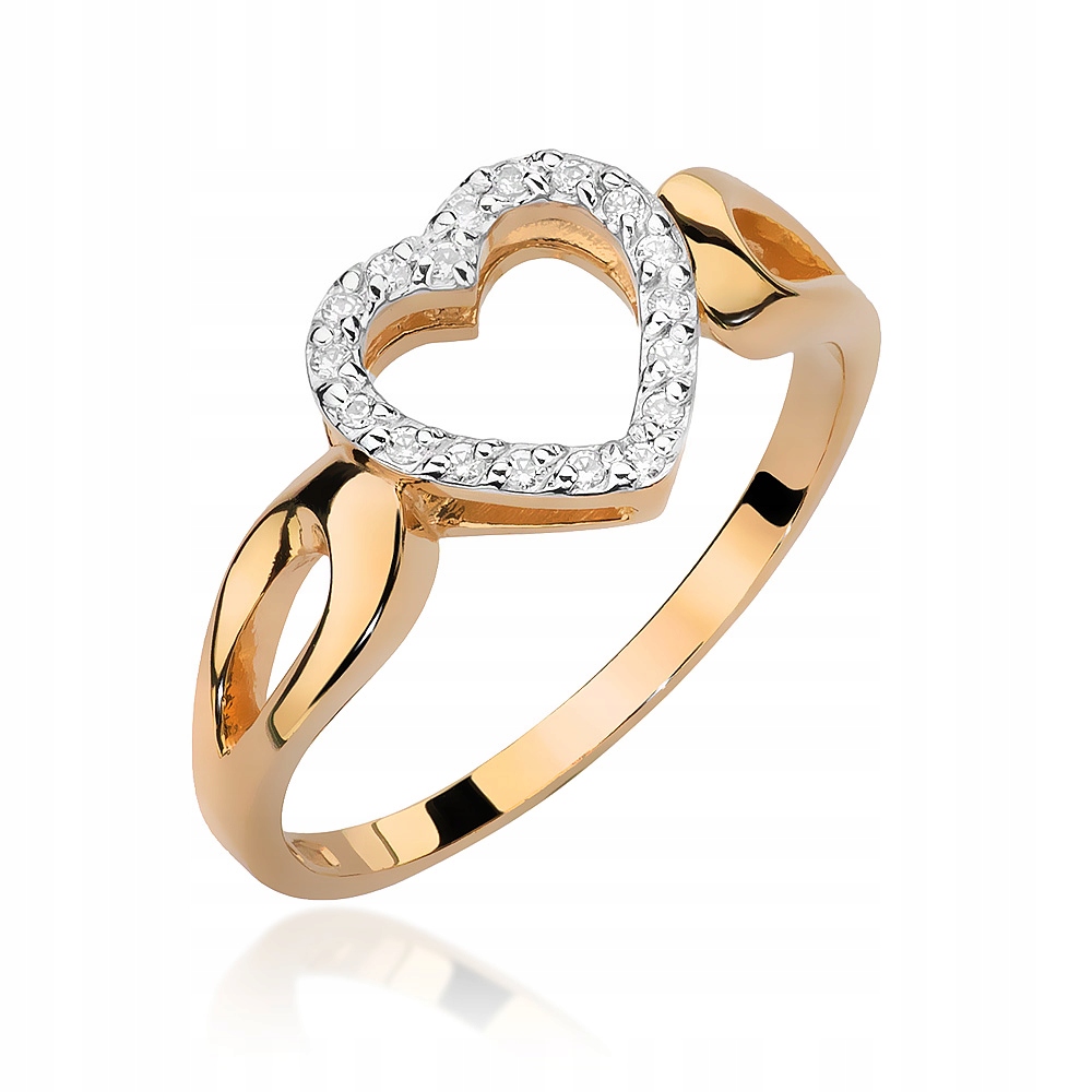 

Różowe Złoto Pierścionek Serce z Brylantami Grawer