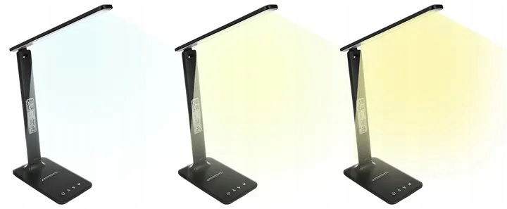 LAMPKA LED BIURKOWA SZKOLNA BIURKO WYŚWIETLACZ LCD ZEGAR DATA TEMPERATURA Styl nowoczesny