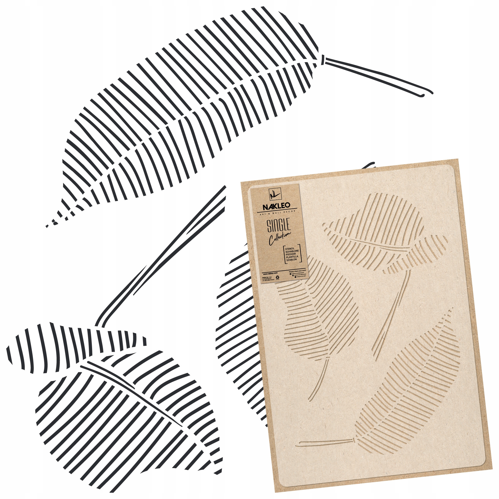 SZABLON MALARSKI / 45x65 cm / LIŚĆ MODERN - OBRYS