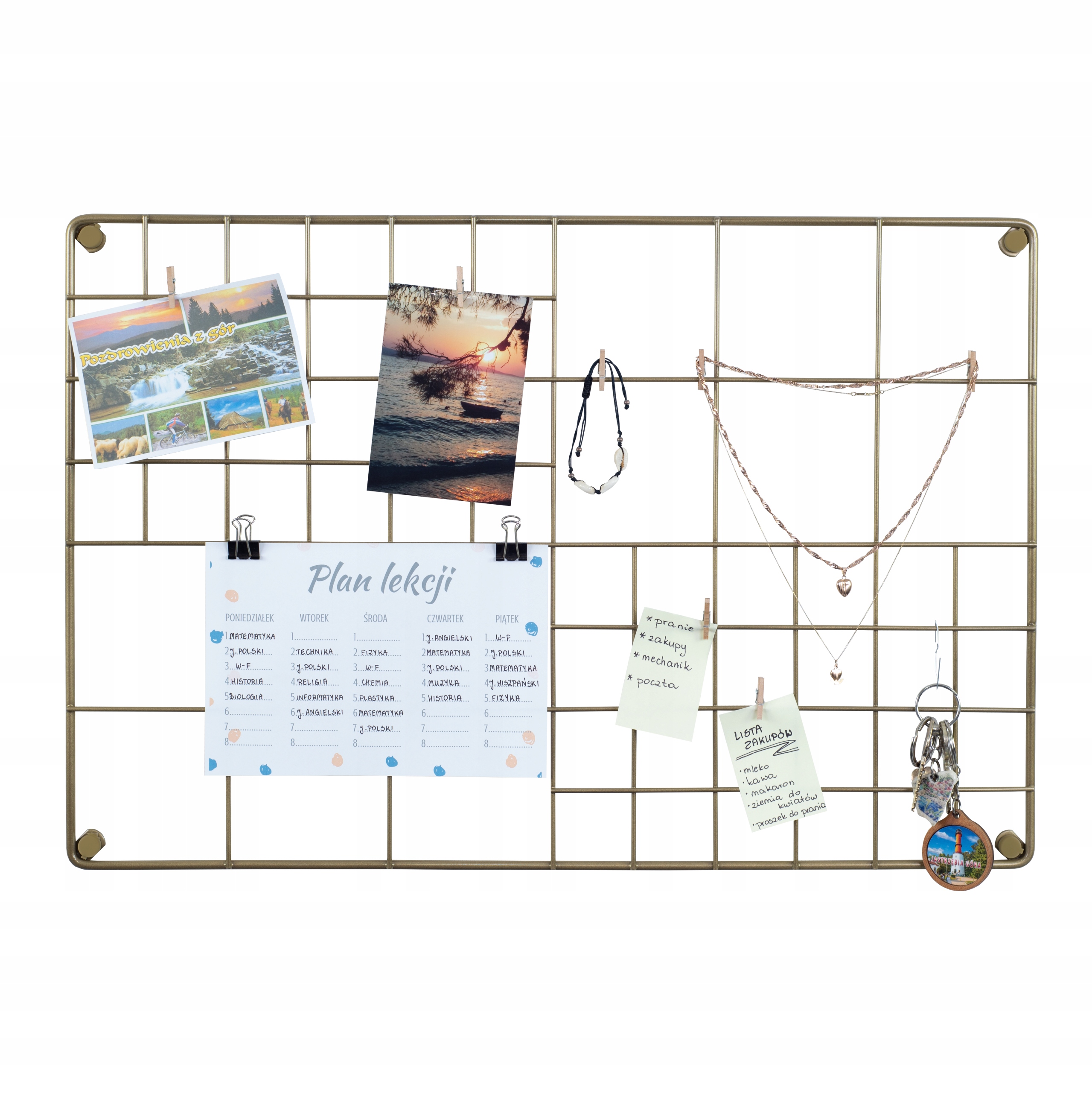 

Organizer Tablica siatka z drutu 60x40 kolor złoty