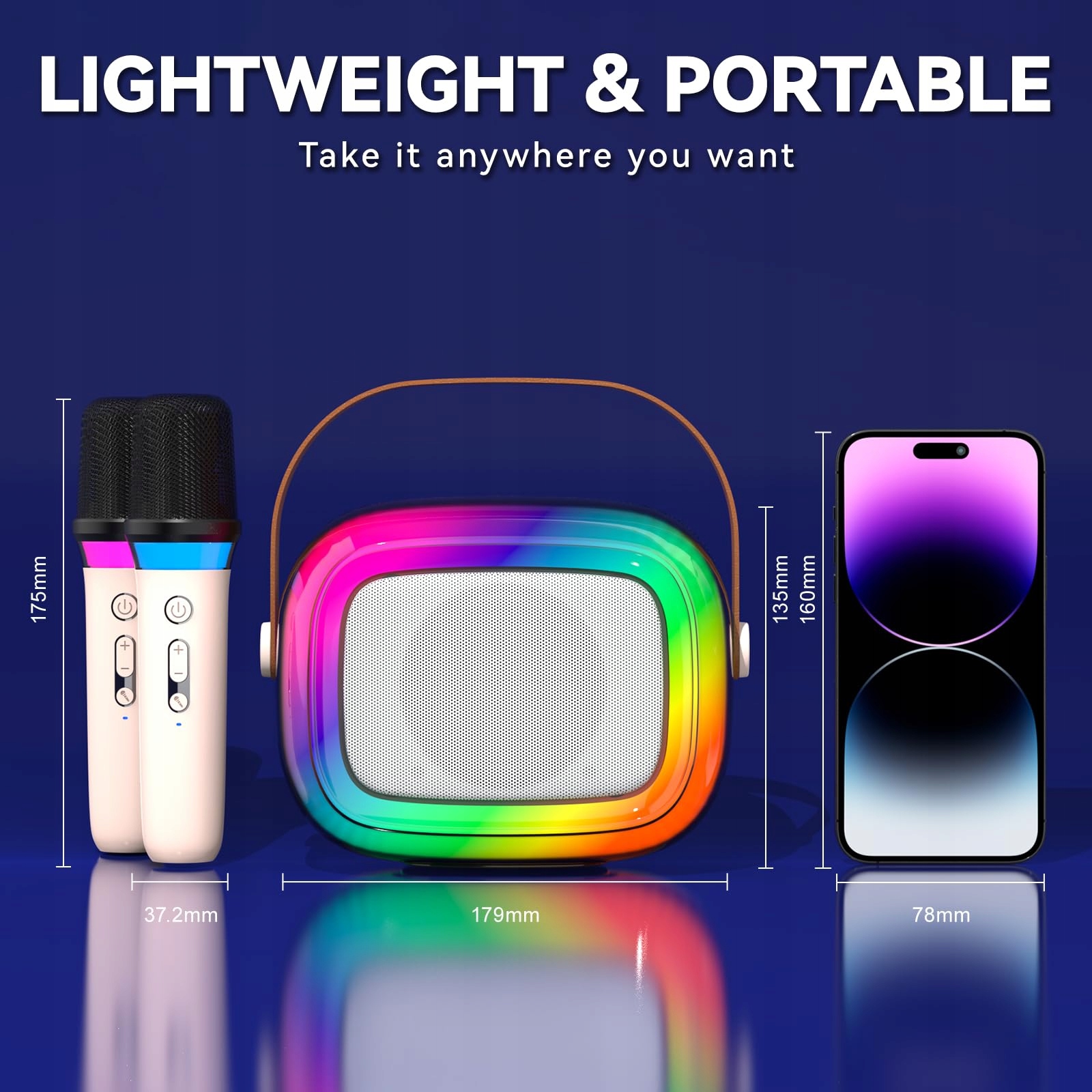 GUYUCOM Karaoke Zestaw Bluetooth Dla Dzieci i Dorosłych Z Mikrofonami — miniatura 3