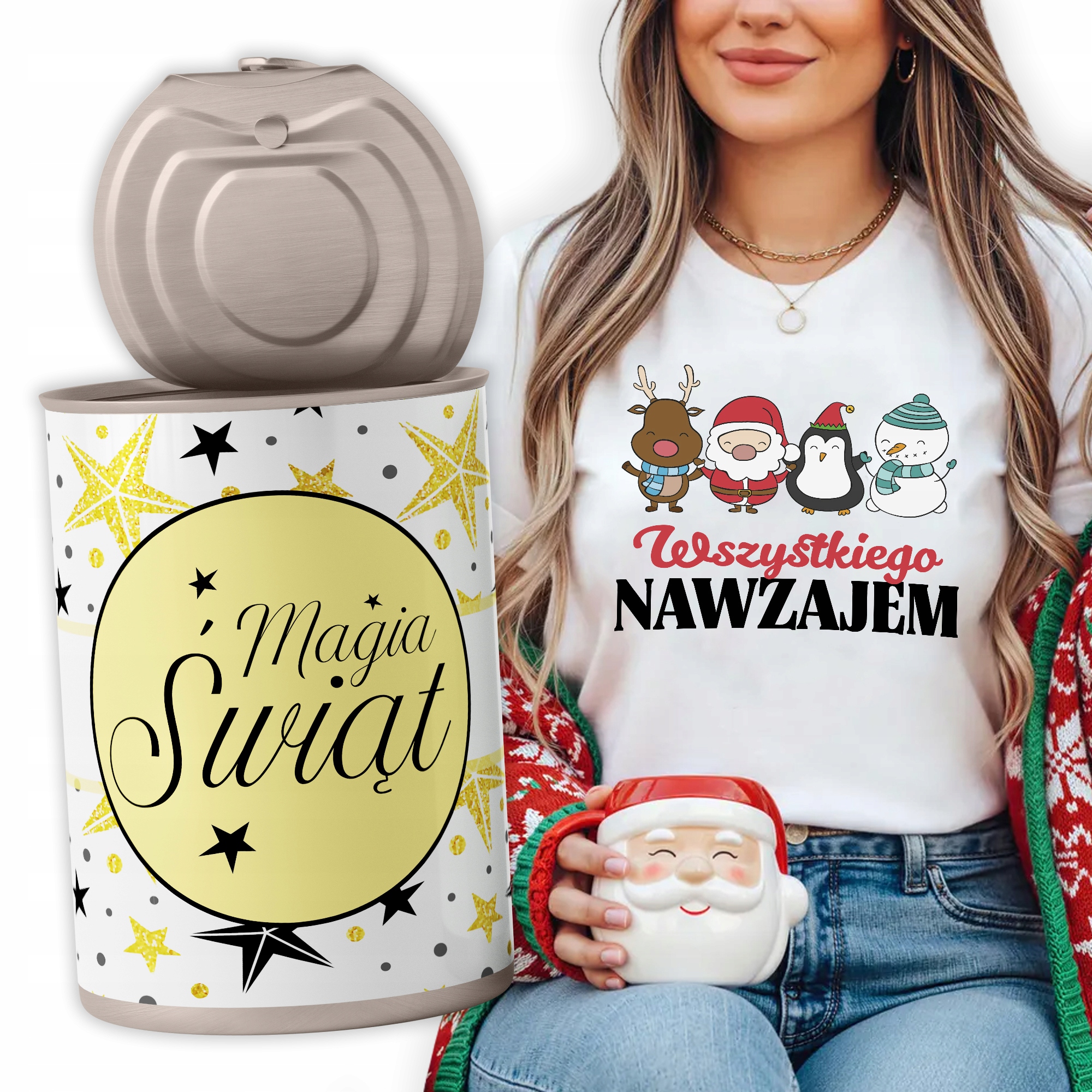 Tričko V plechovce Kouzlo Vánoc Dámská Dárek Svátky všeho navzájem M