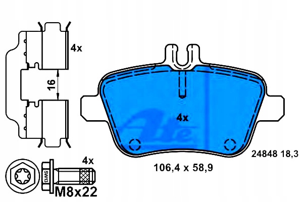 Ate Brzdové Destičky Mercedes Zadní W176 W246 1,6-2,