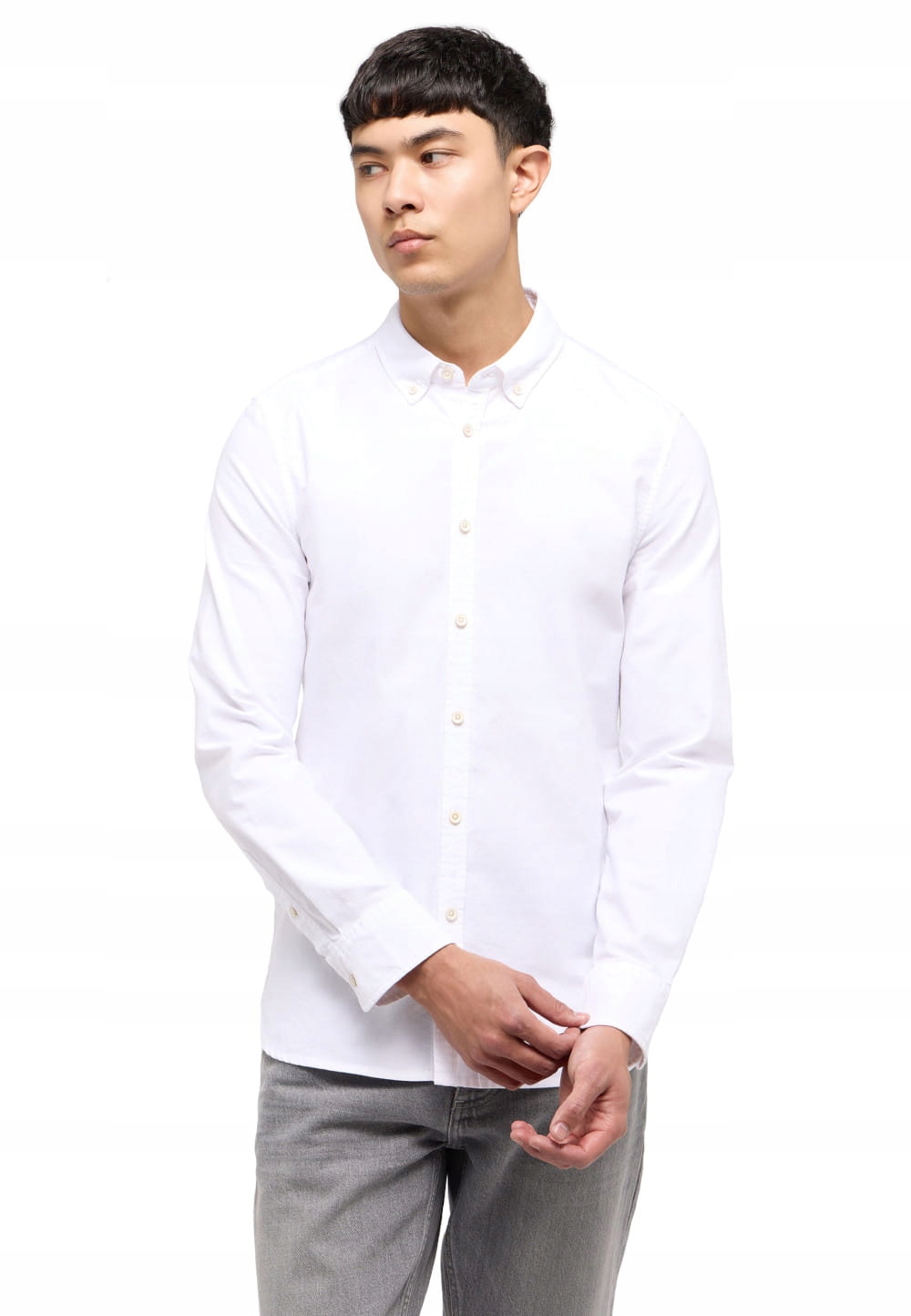 Pánská Elegantní Košile Bílá S Dlouhým Rukávem Bavlna Límeček Mustang XL