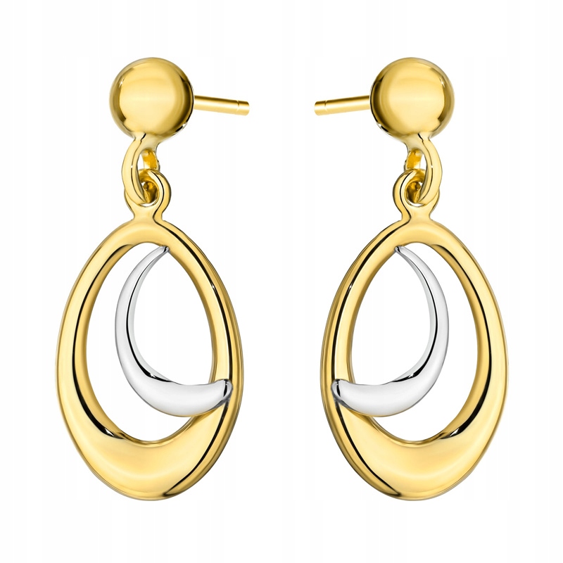Zlaté Náušnice Dámské pr. 585 Dvoukolové Ovály na tyč 14k