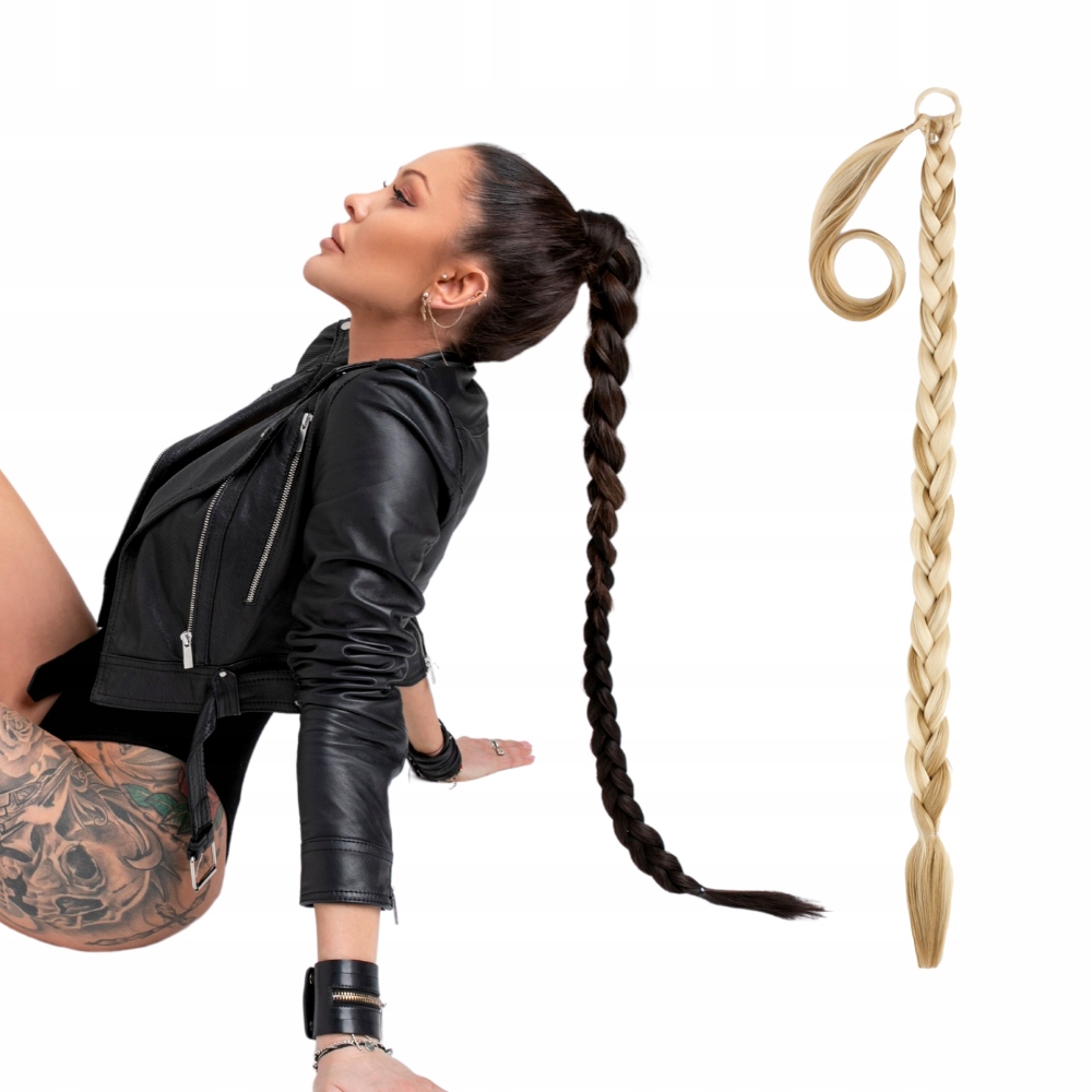 Připínací cop kitka culík na gumičce 85 cm #24/613 blond pramínky baleyage