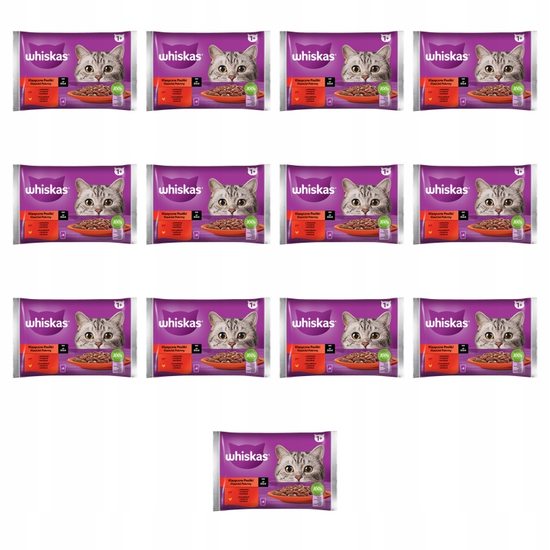 Whiskas Klasické pokrmy 1+ omáčka hovězí/kuřecí maso 4x85g X13