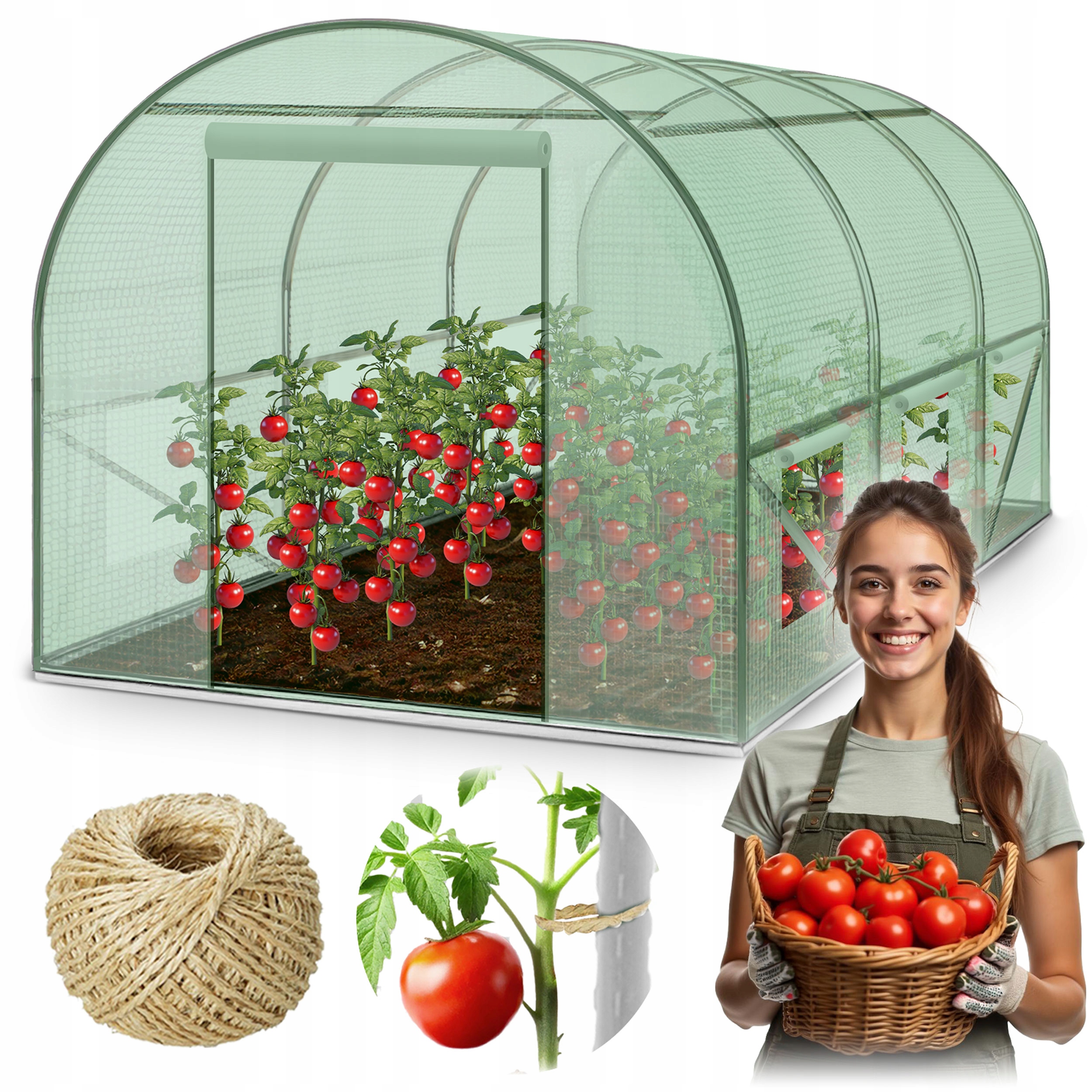 Tunel foliowy ogrodowy szklarnia ogrodowa 2x3m foliak 6m2 zielony