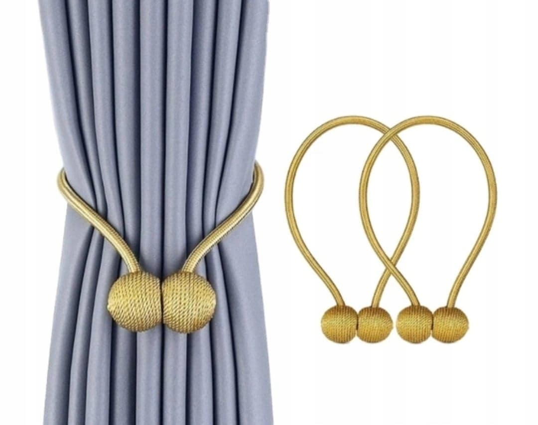 UPIĘCIE DO FIRAN ZASŁON KLAMRA MAGNETYCZNA ZŁOTE KULKI WYSTRÓJ OKIEN