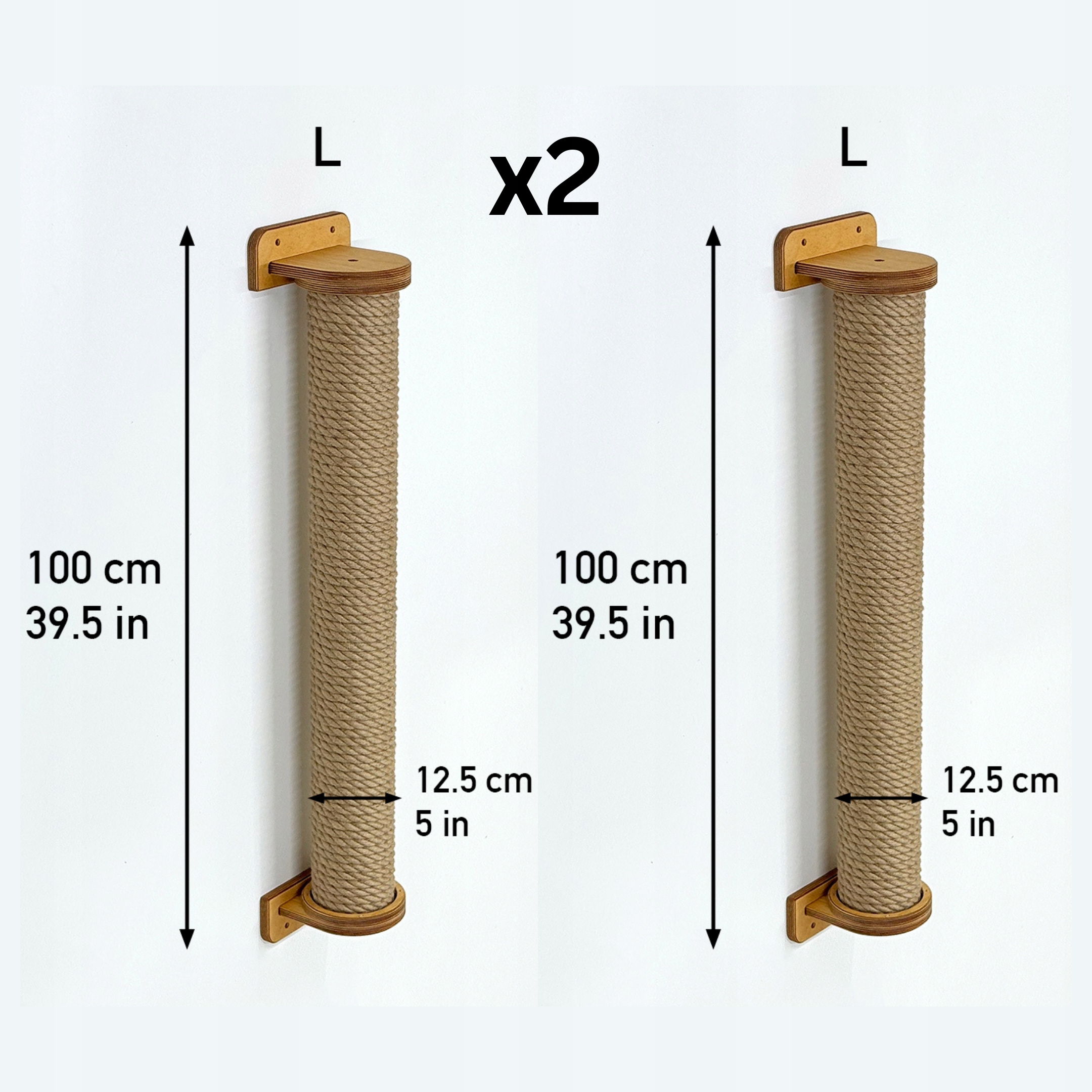 2 x Škrabadlo namontované na stěnu, extra velké, 100 cm, pevný sloupek šrouby