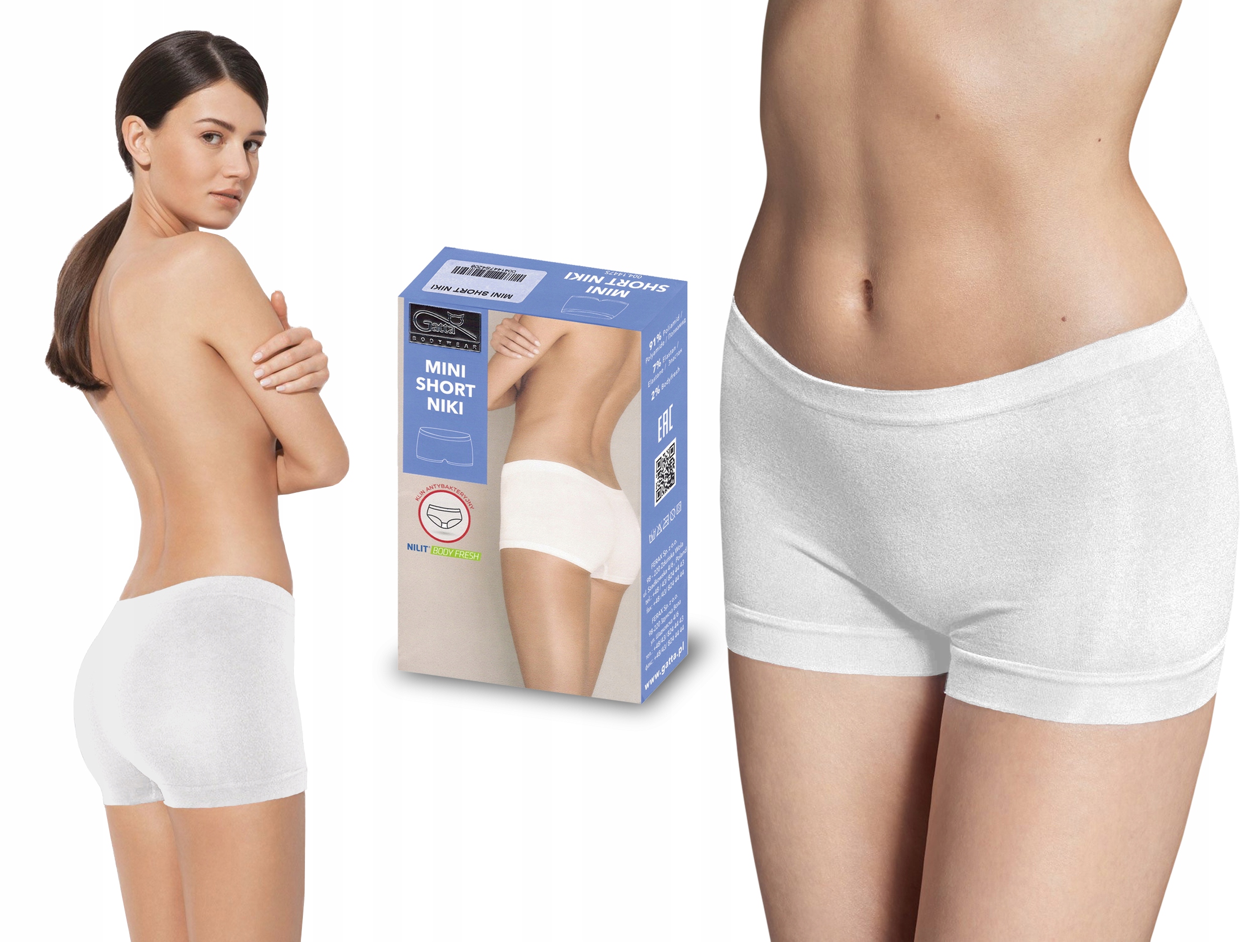 

Gatta szorty bezszwowe Niki Mini Short białe, XL