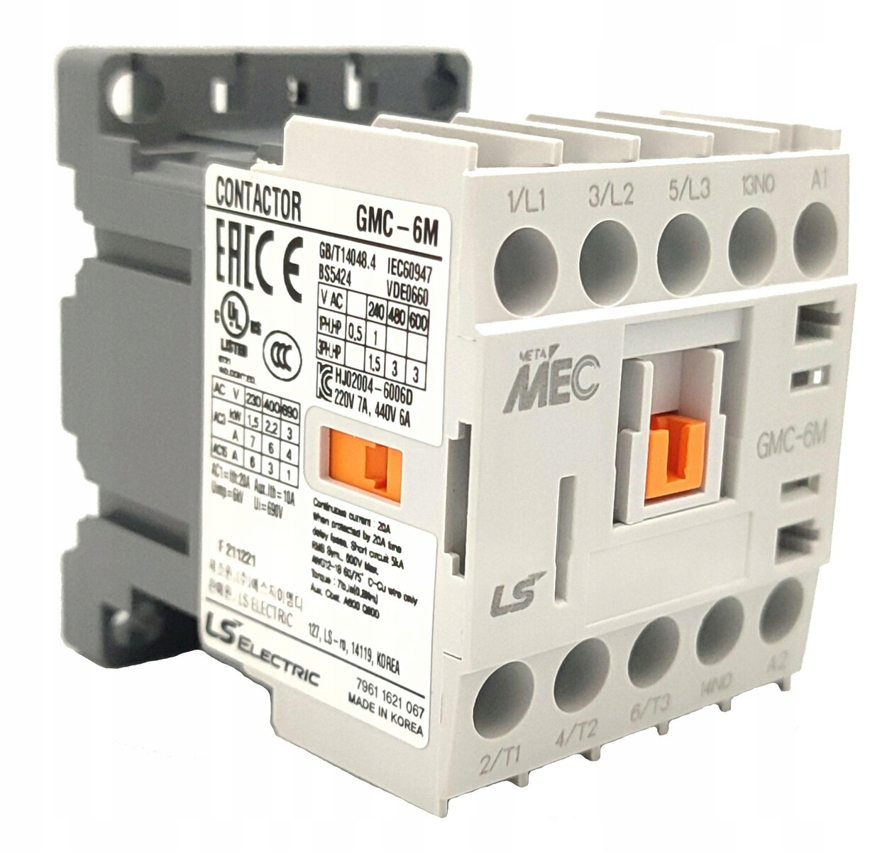 

Stycznik miniaturowy 2,2kW 6A GMC-6M 230V Ac 1NO
