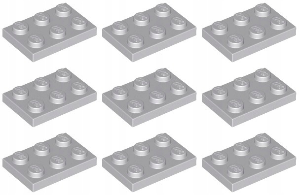 

Lego 3021 Płytka 2x3 szara jasna Nowa (10g) 9 szt