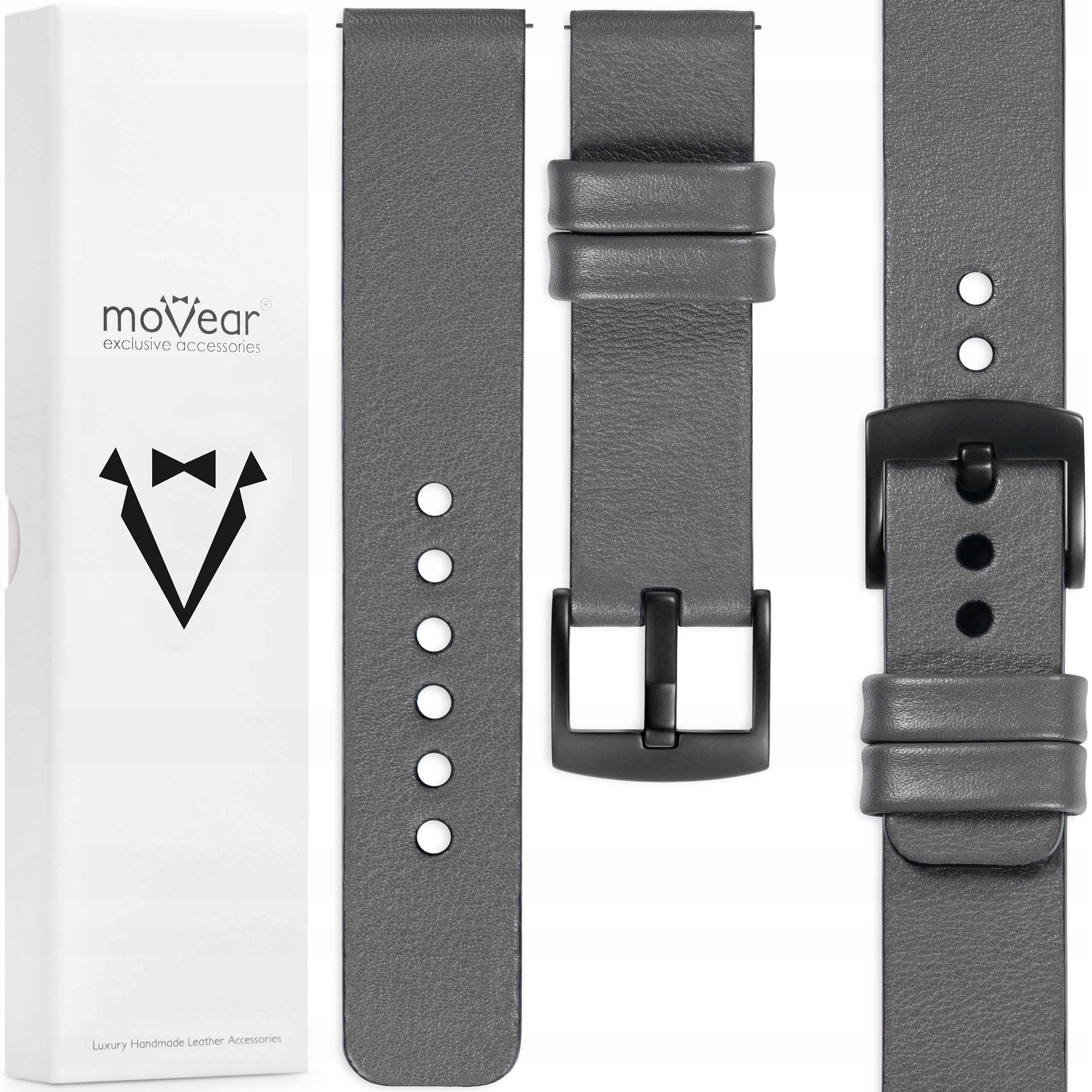 Pásek 26 mm pro prémiové hodinky, elegantní, Polský Movear, šedý