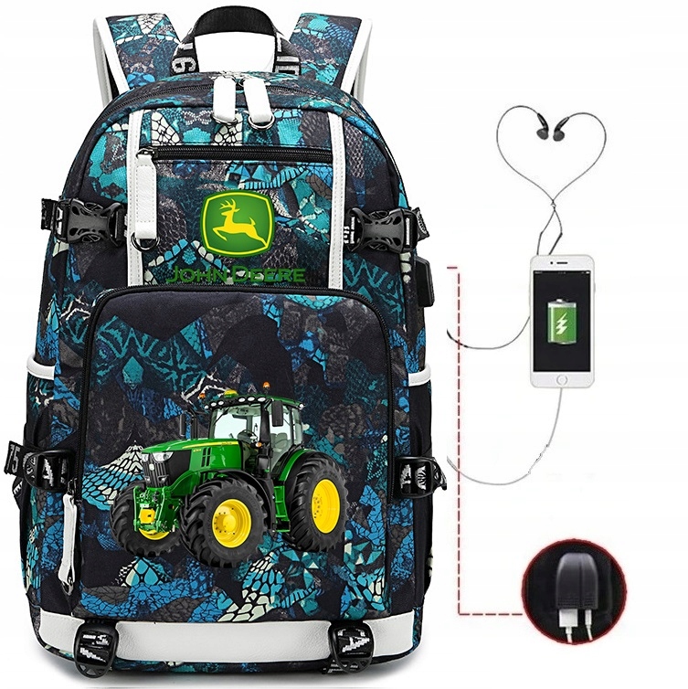 PLECAK A4 JOHN DEERE WODOODPORNY USB WZORY Typ plecak