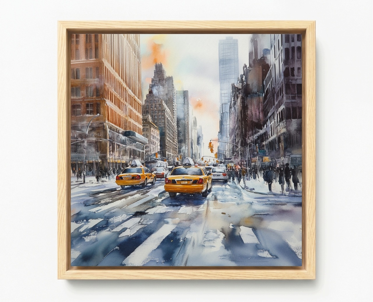 Obraz Rám Americký Box Akvarel New York Taxi 50x50