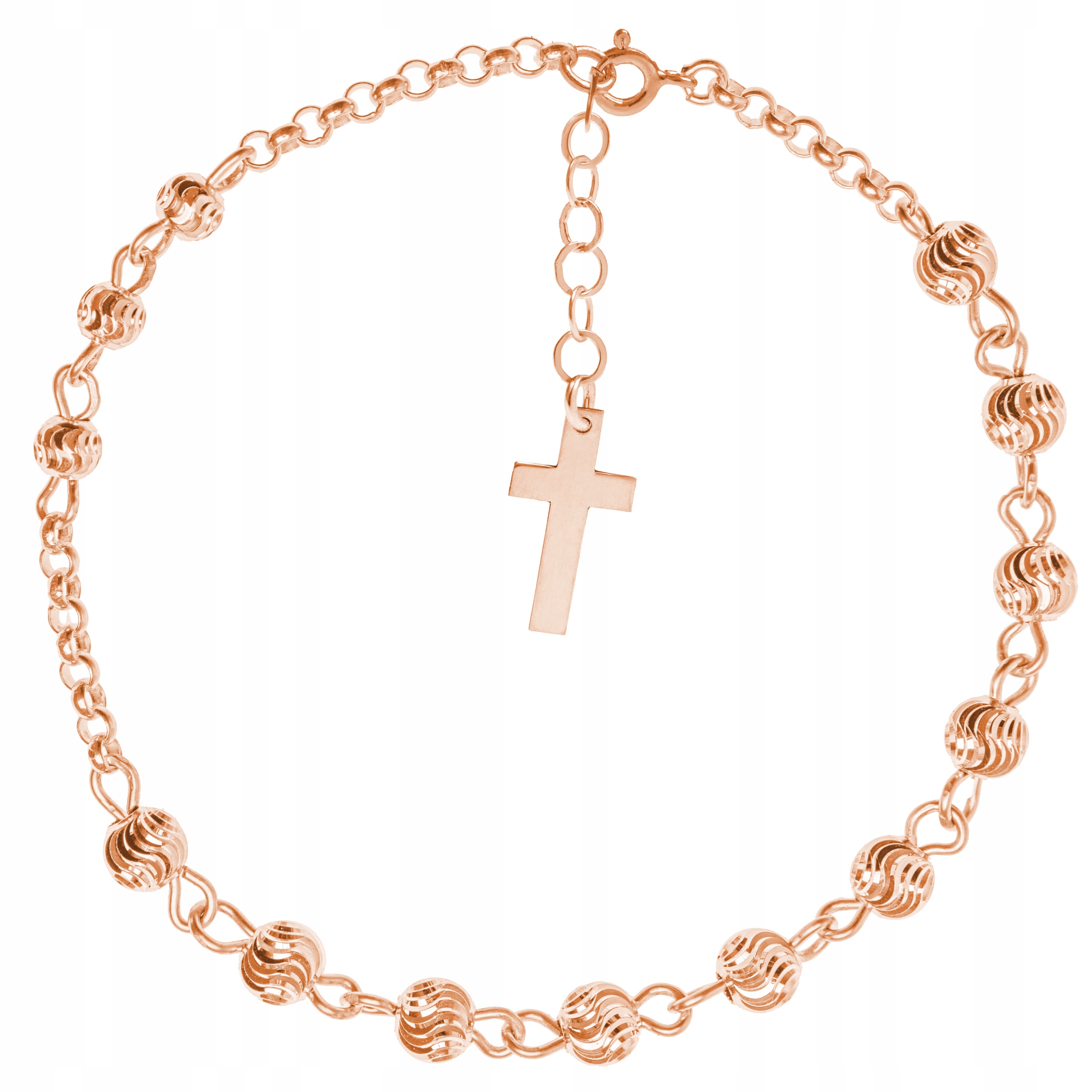 Stříbrný Náramek Růženec Desítka Stříbro Kuličky Pr 925 Rosegold