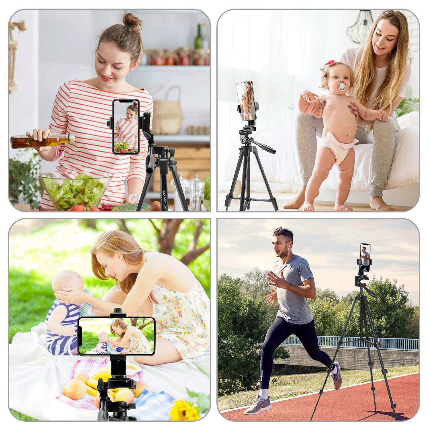 TEEFEET Lekki Statyw Podróżny 137cm z Uchwytami do Telefonu i Torbą — miniatura 2