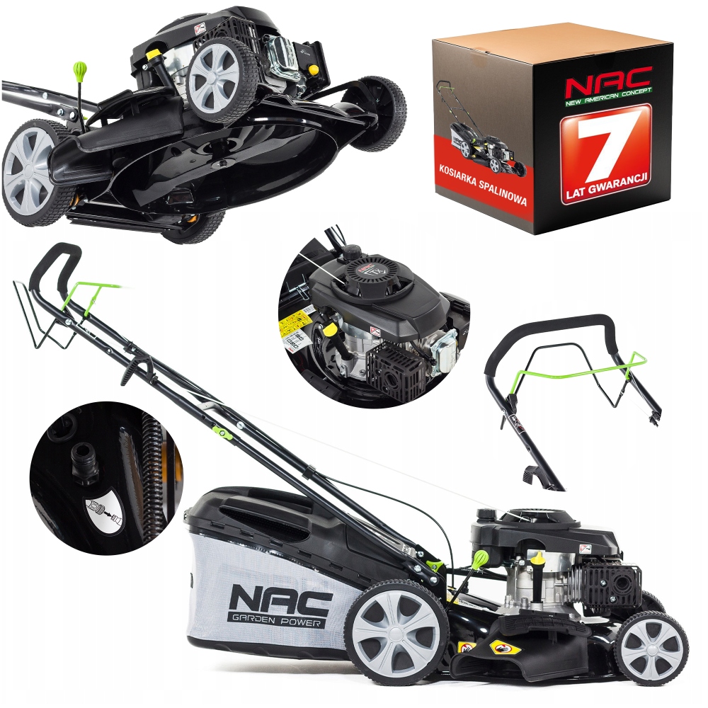 Kosiarka Spalinowa Nac Z Napędem Mocna 196CM³ 5W1 51CM Kosz 60L Mulczowanie