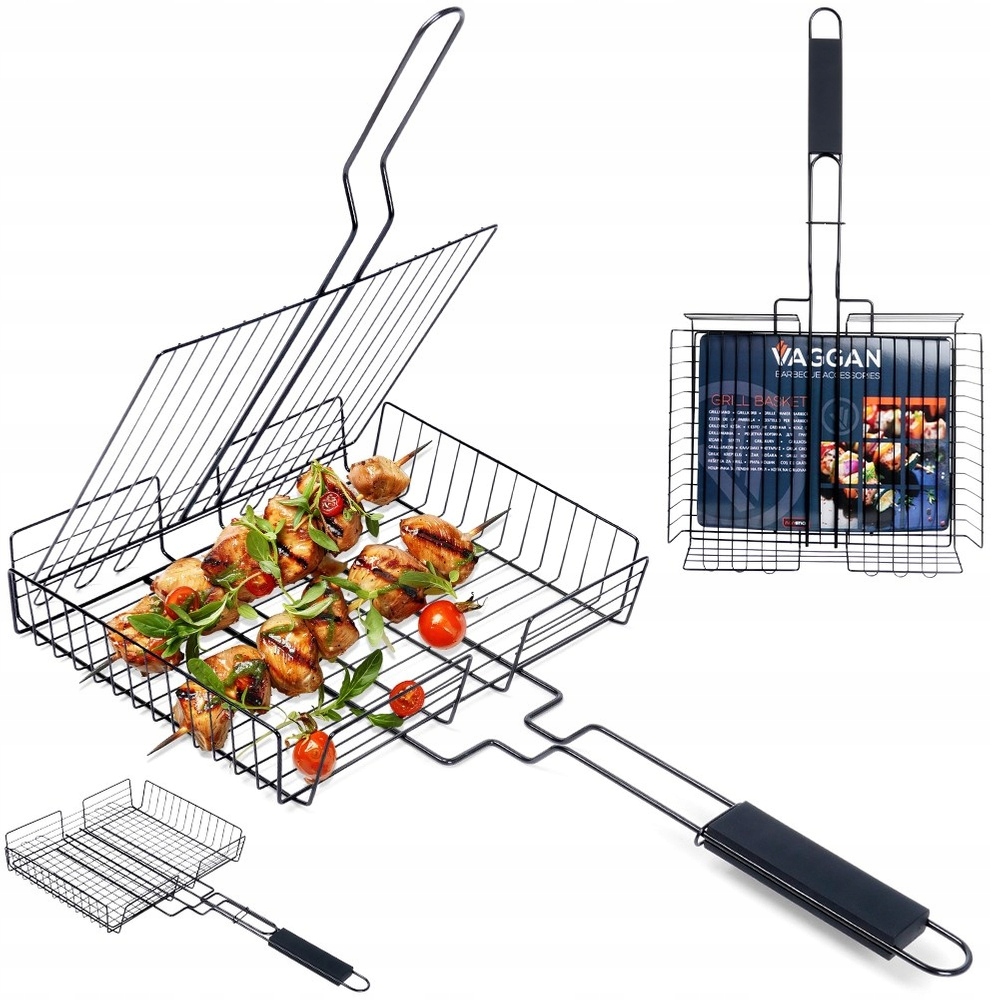 Ruszt DO GRILLOWANIA MIĘSA RYB WARZYW zamykany kratka koszyk na grilla