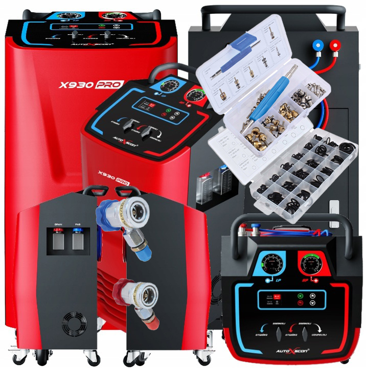 STACJA SERWIS KLIMATYZACJI AUTOXSCAN R134A X930 ZAWORKI ORINGI