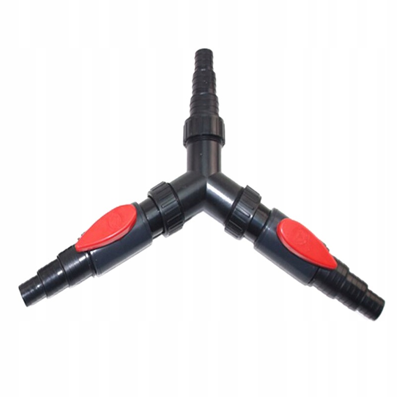 T-rozdělovač Pro Hadici Z Plastu Odolného Vůči Vodě A Slunci – 2 Ventily