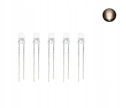 

Dioda Led 3mm biała clear x 5szt