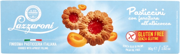 Levně 4xKřehké sušenky s meruňkou bezlepkové bez lepku Lazzaroni italské 80 g