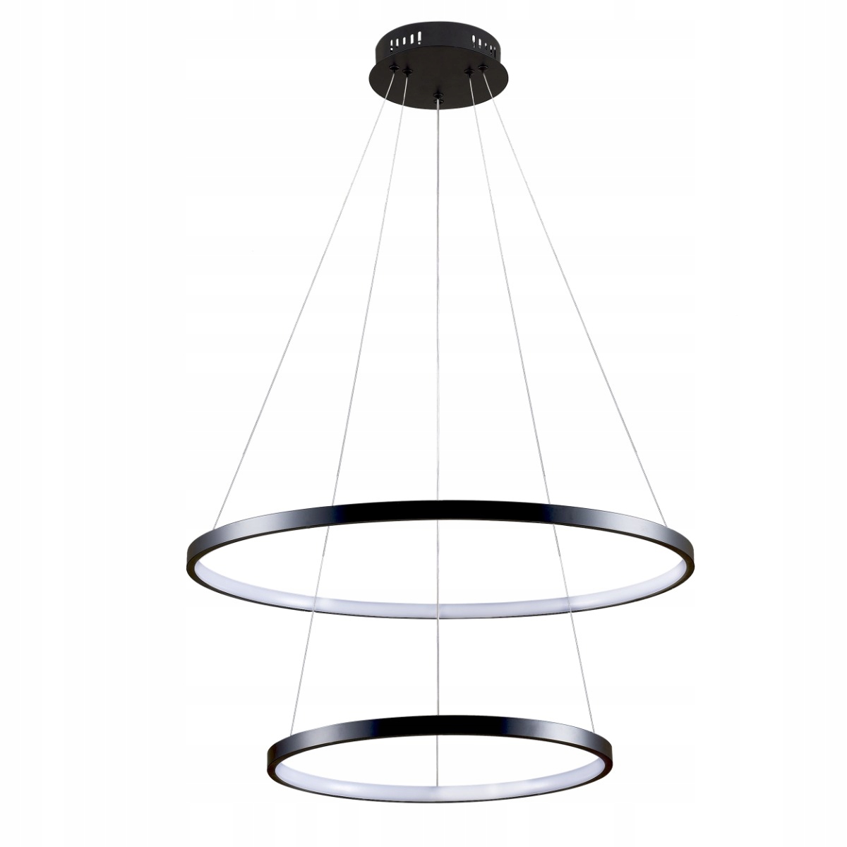 Moderní dvojitá závěsná Led lampa černá kulatá 60 cm 4000K Polux