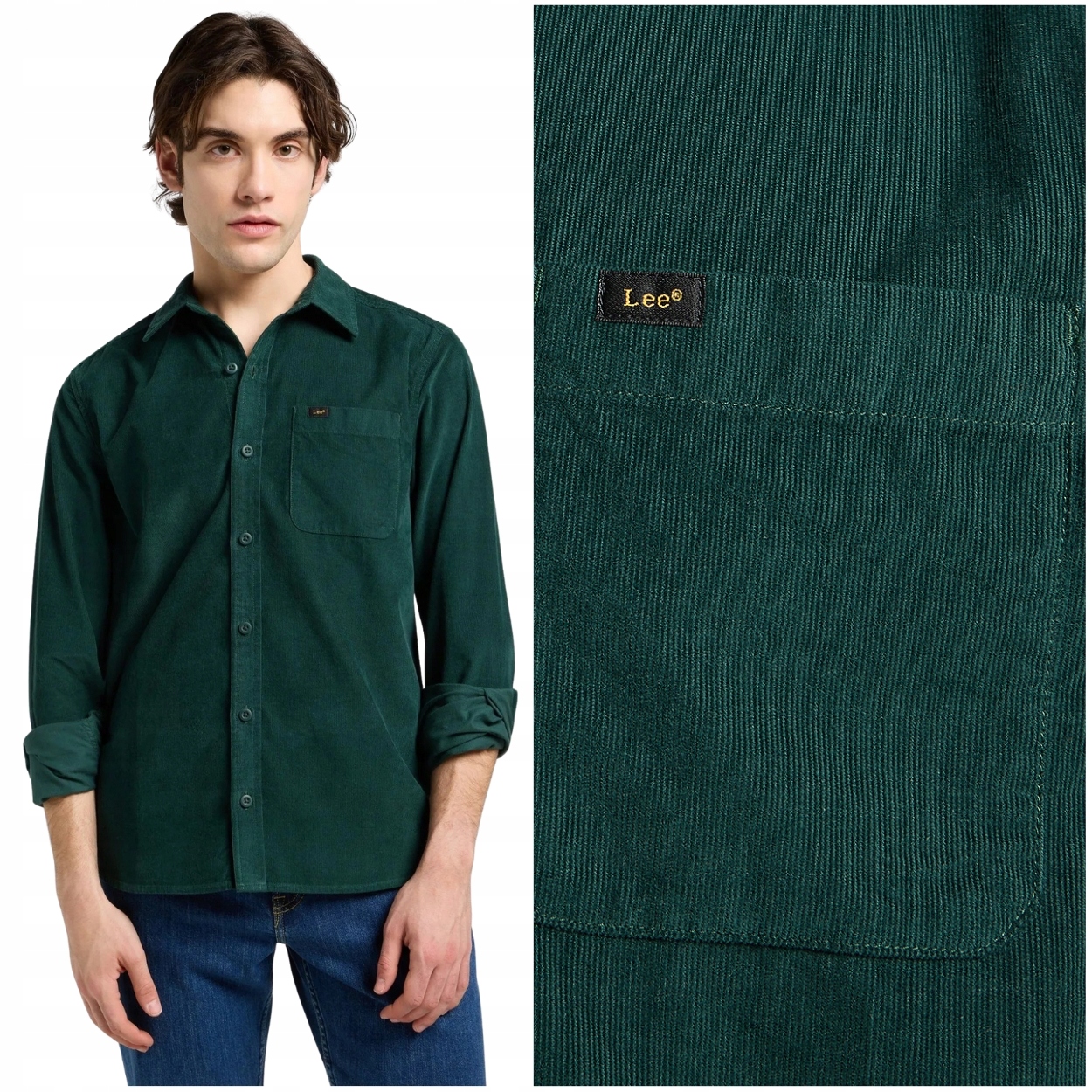Lee Leesure Shirt Jade Forest pánská bavlněná šusťáková košile M