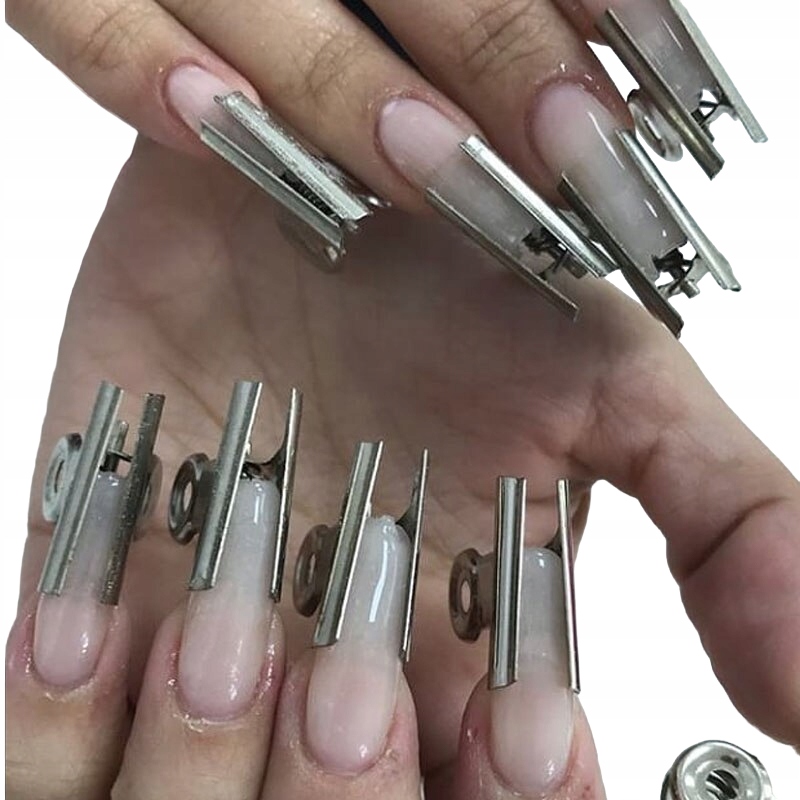 Metalowy KLIPS SREBRNY do zaciskania tunelu paznokci żelowych + PILNIK Rodzaj klips
