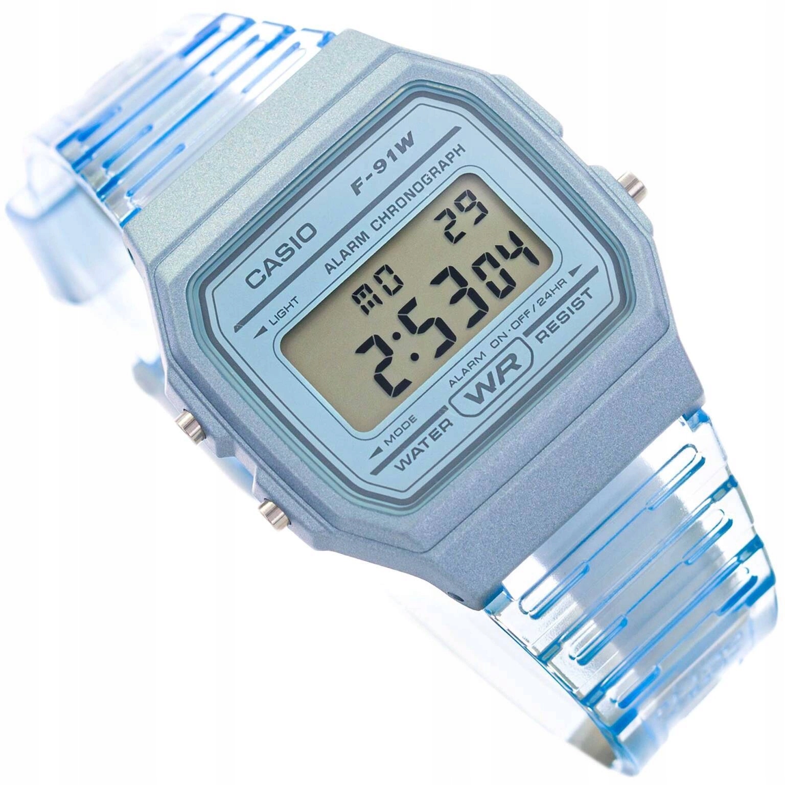 Dámské Hodinky Casio F-91WS-2EF Transparentní Modré Datumovka Stopky
