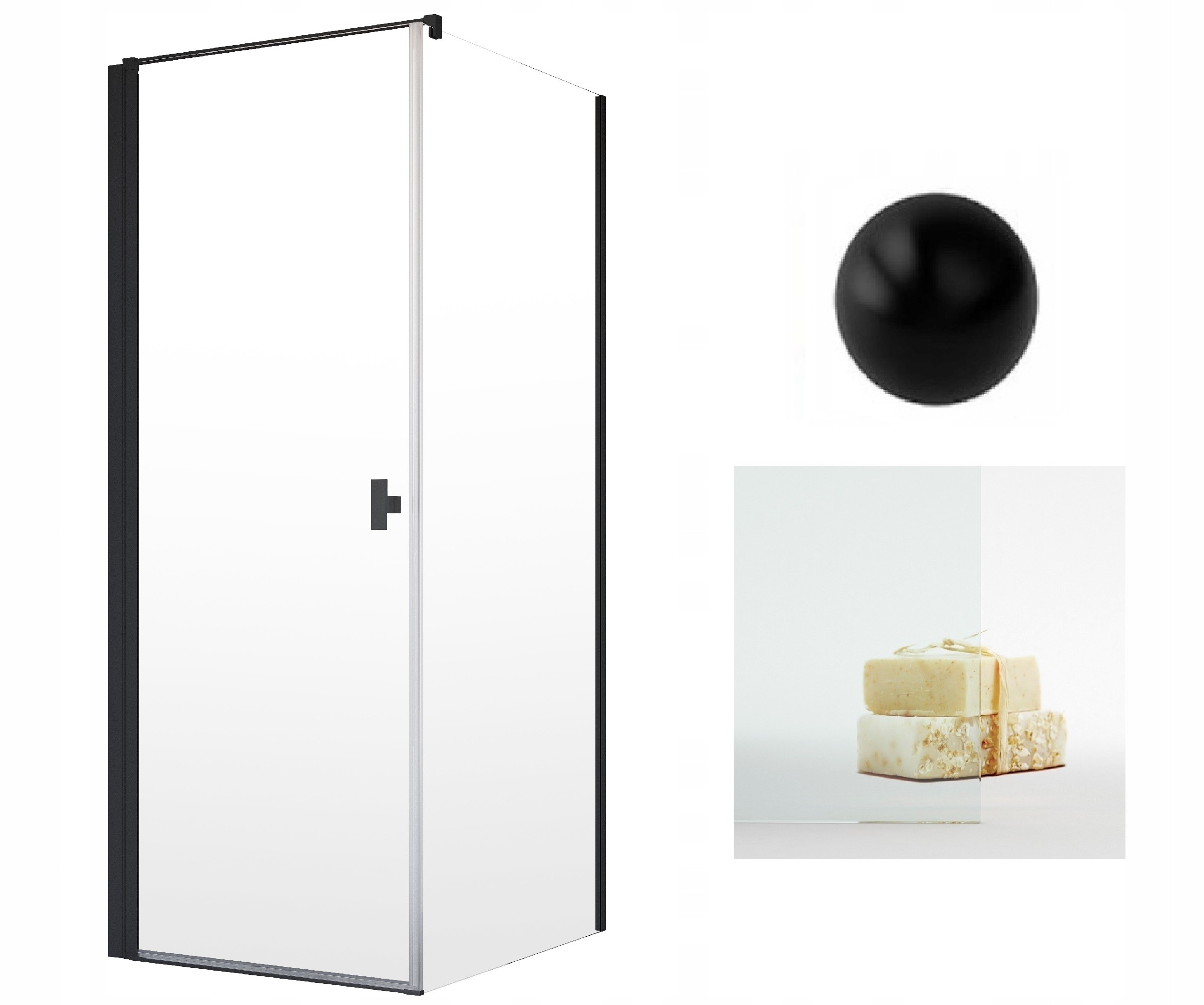 Kabina prysznicowa Radaway Nes Black Kdj I 90x90x200 Przejrzysta Czarna