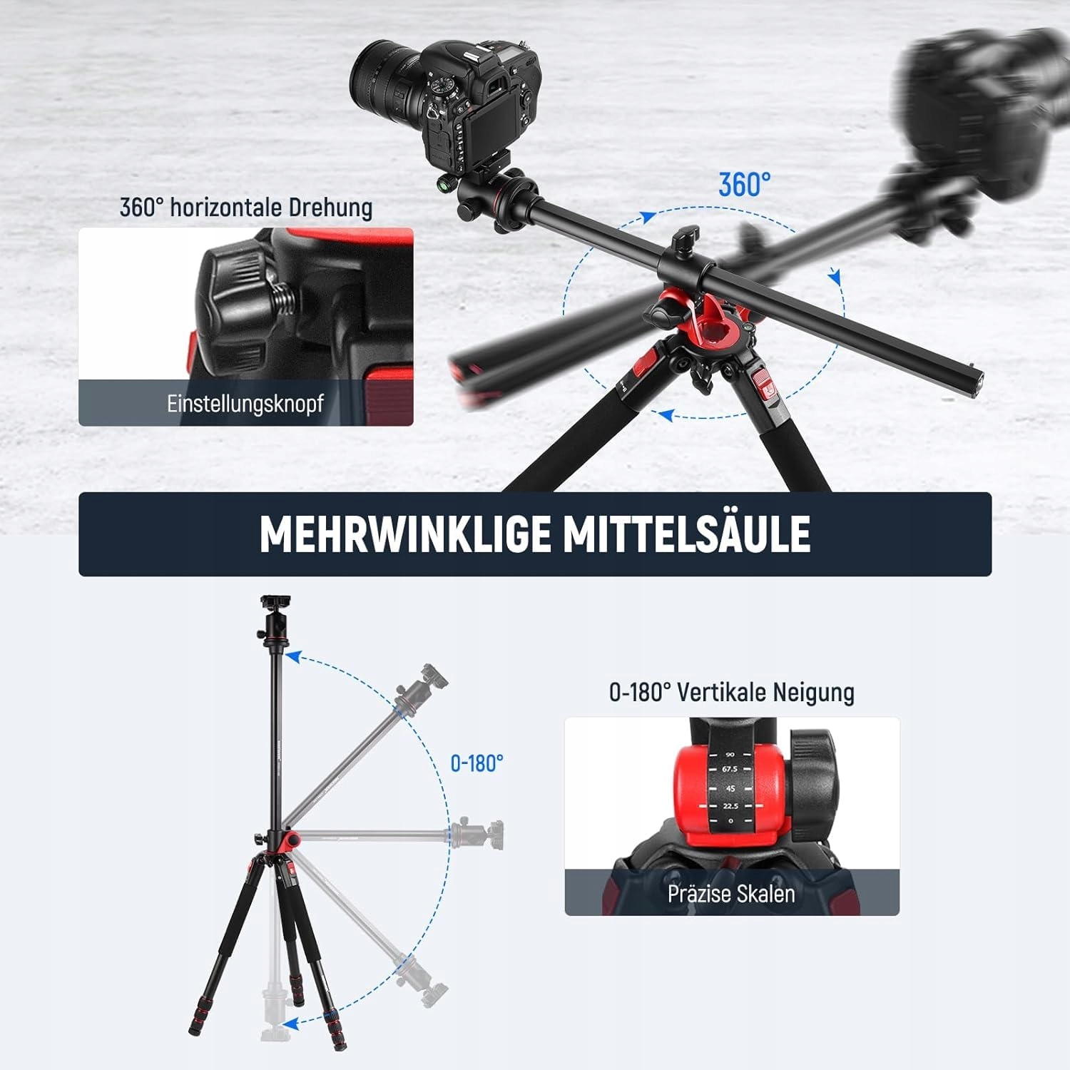 NEEWER Statyw 184cm Aluminiowy Z Głowicą Kulową i Płytką Arca — miniatura 2