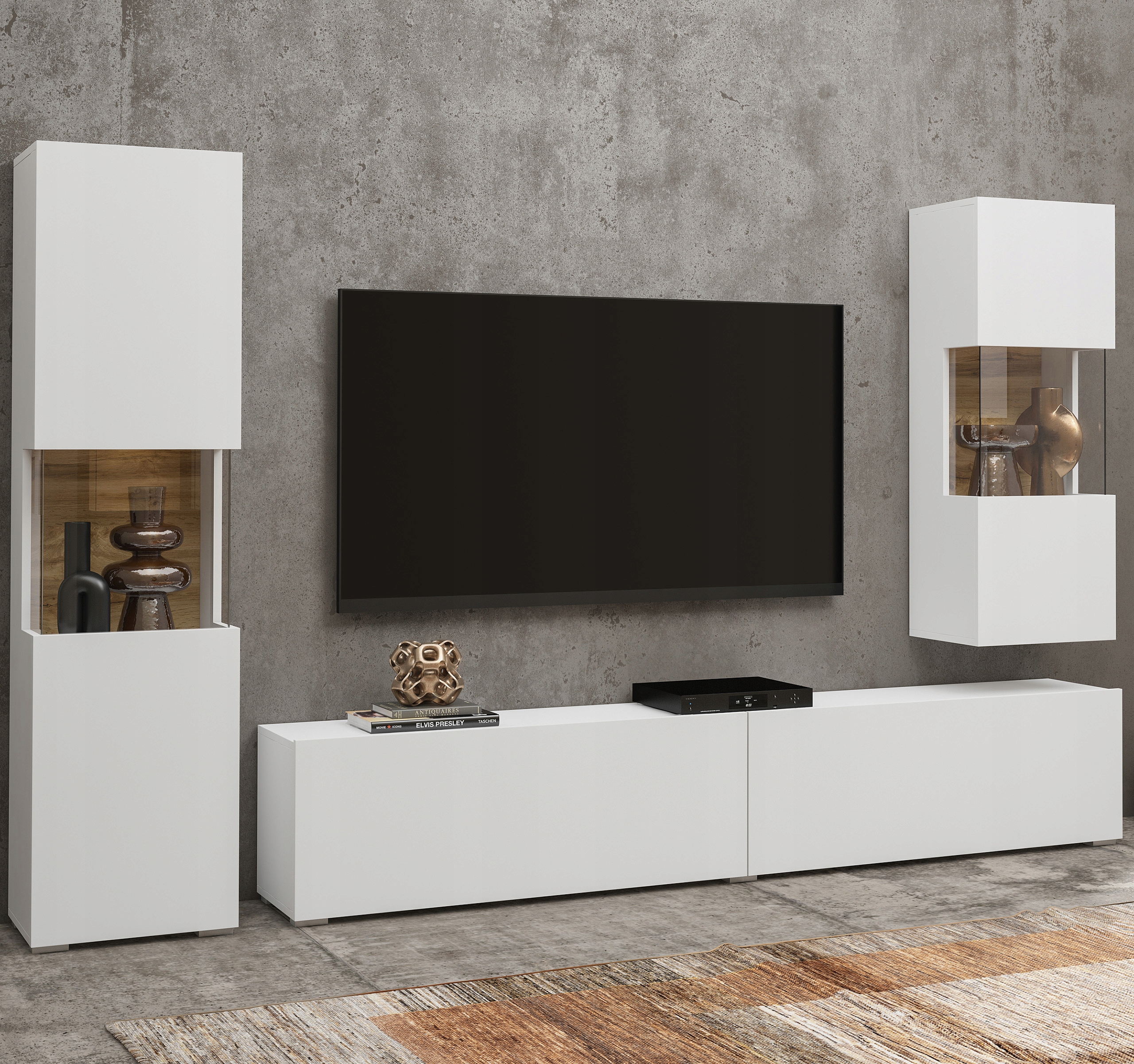 Nábytková Stěna Aurora Dub wotan/Bílý Sada nábytku do obývacího pokoje