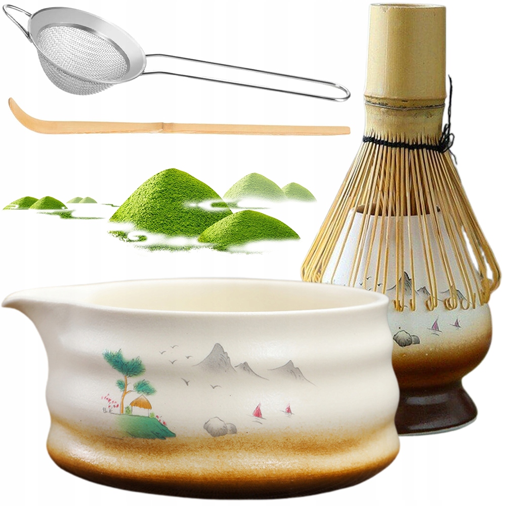 Levně Sada na čaj Matcha 5 kusů keramická Cza s bambusovou metlou
