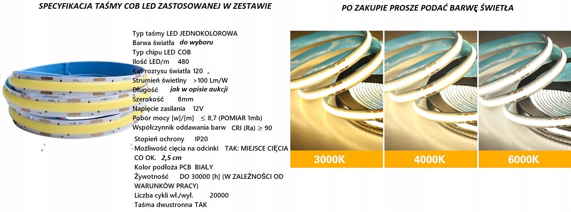 OSWIETLENIE COB LED PODSZAFKOWE LISTWA 120CM DOTYK Rodzaj oświetlenie garderoby