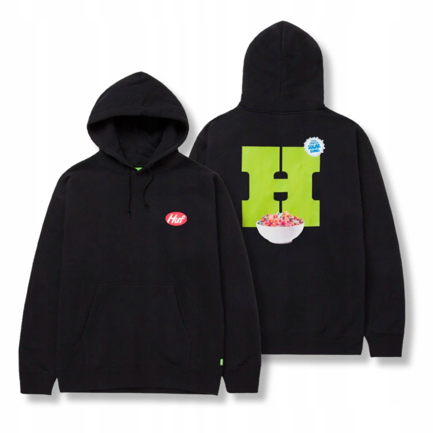 Pánská mikina s kapucí Huf Cereal Killer Hoodie černá bavlněná módní velikost M